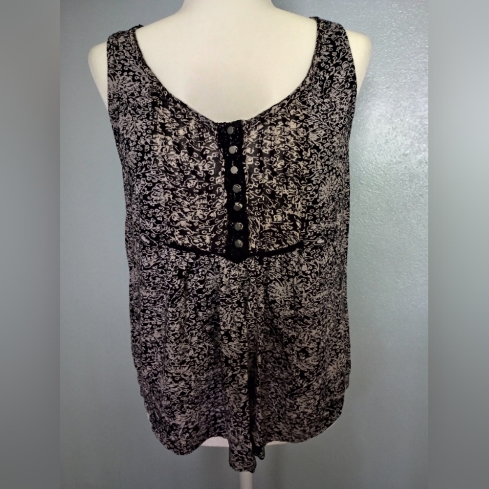 Boho Black & White Tank Top Lucky Brand Medium